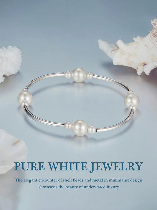 Elegant 925 Silver Adjustable Pearl Bracelet