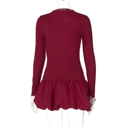 CLO052DJ
Women's Sweet Backless Mini Ball Gown Long Sleeve Tunics Pleated Short Vacation - Klixstore