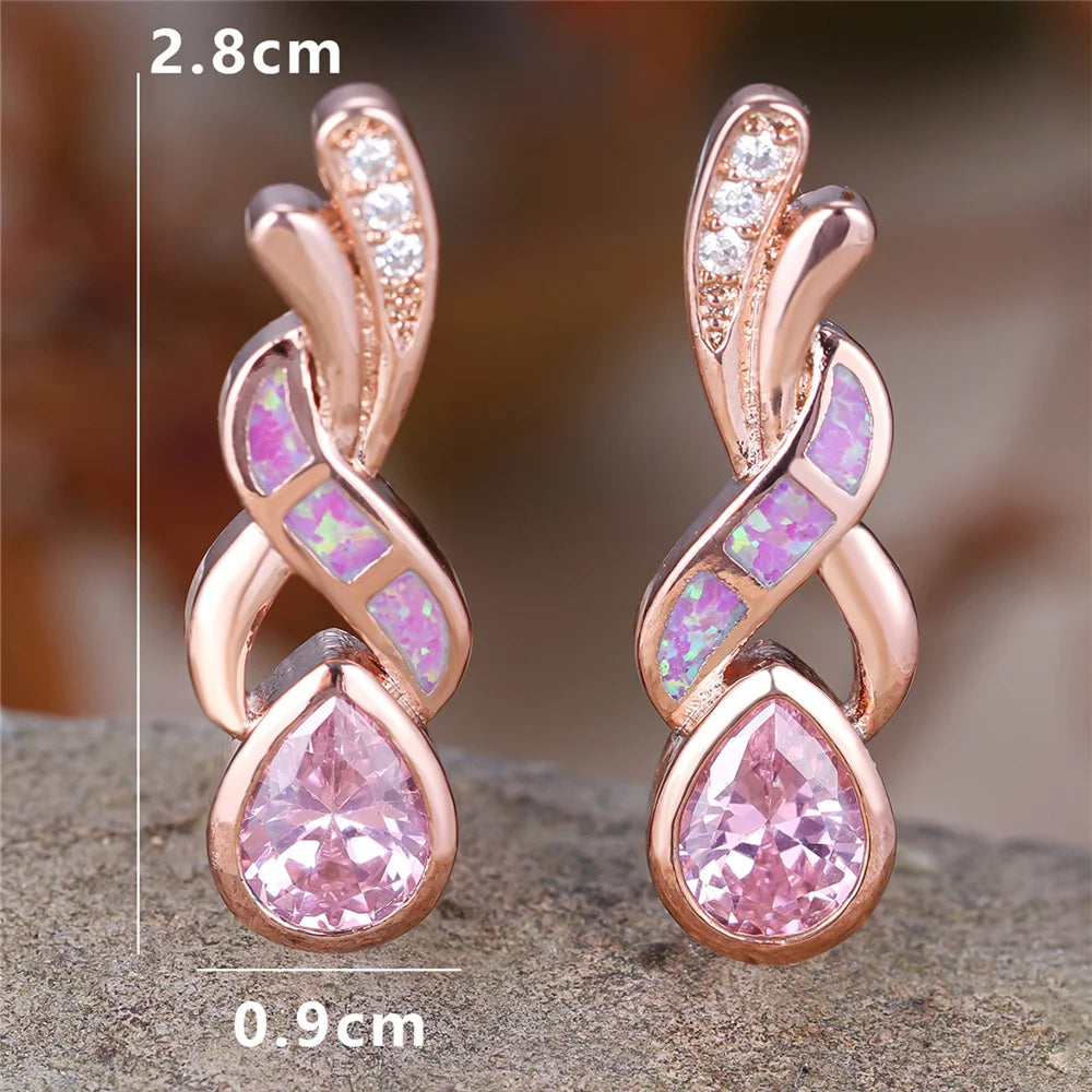 Fire Opal Stone Stud Earrings