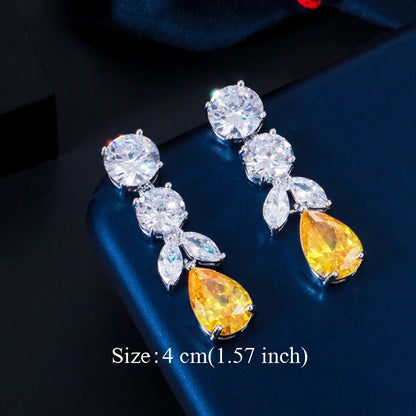 Water Drop CZ Silver Earrings