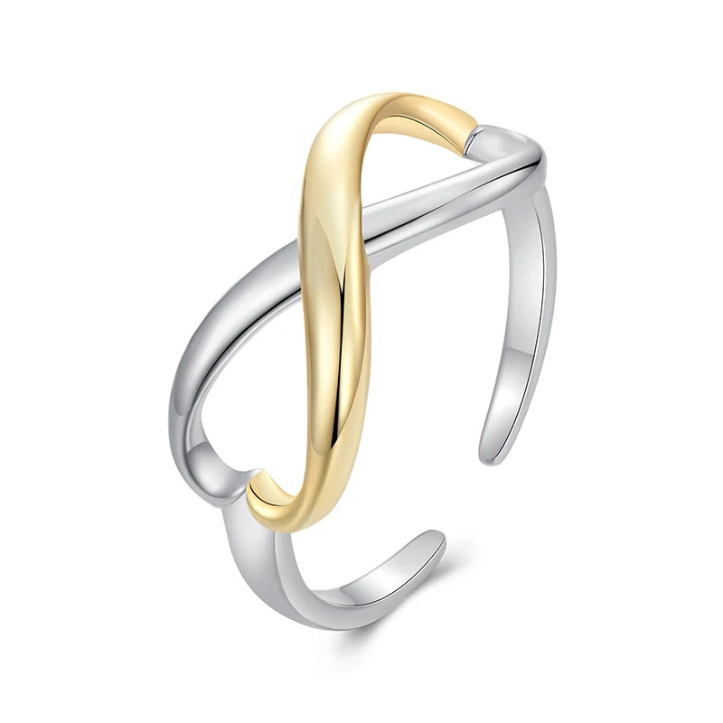 JEW014R      925 Sterling Silver Two-Tone Infinite Love Adjustable Ring - Klixstore