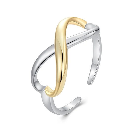 JEW014R      925 Sterling Silver Two-Tone Infinite Love Adjustable Ring - Klixstore
