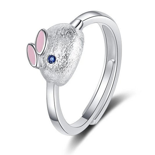 Genuine 925 Sterling Silver Adjustable Rabbit Pattern Ring for Women