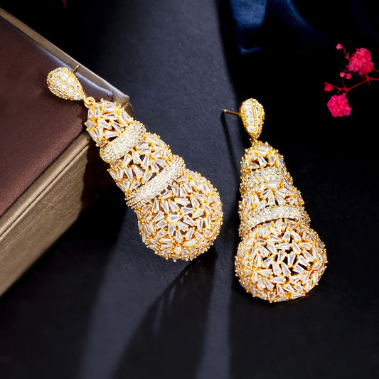 Gold Disc Balls Dangle Earrings
