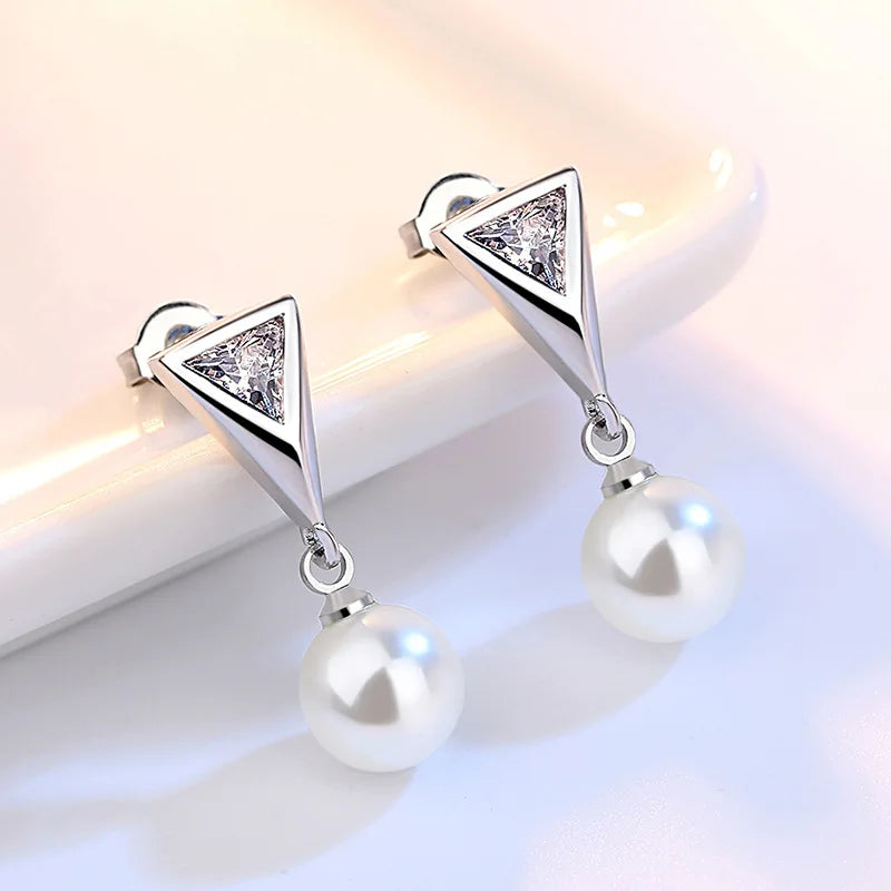 925 Sterling Silver Crystal Zircon Stud Earrings