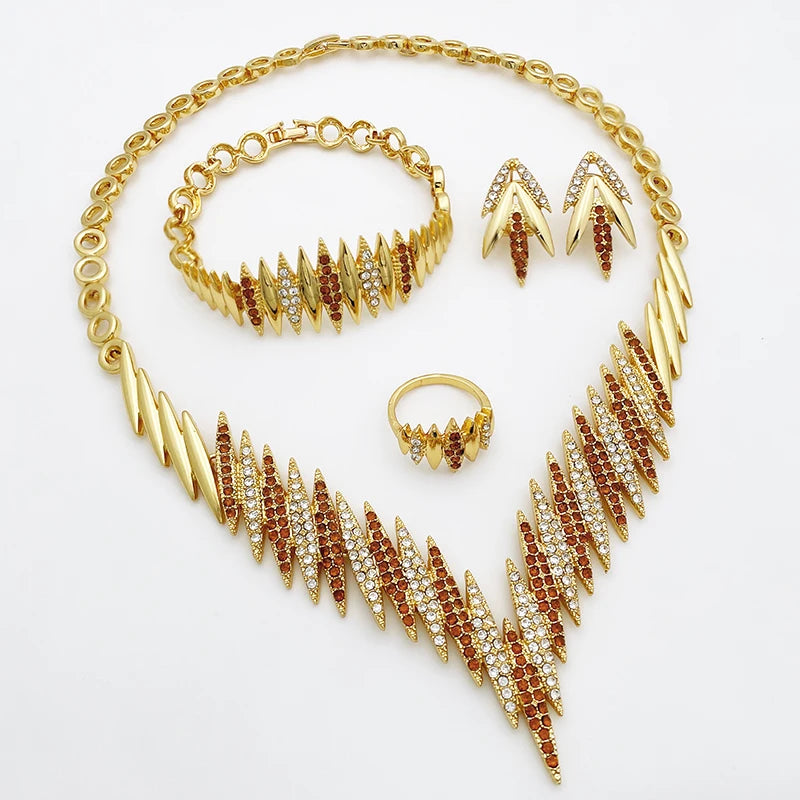 Fashion Queen  Gold Color 4 Pieces Jewelry Set
