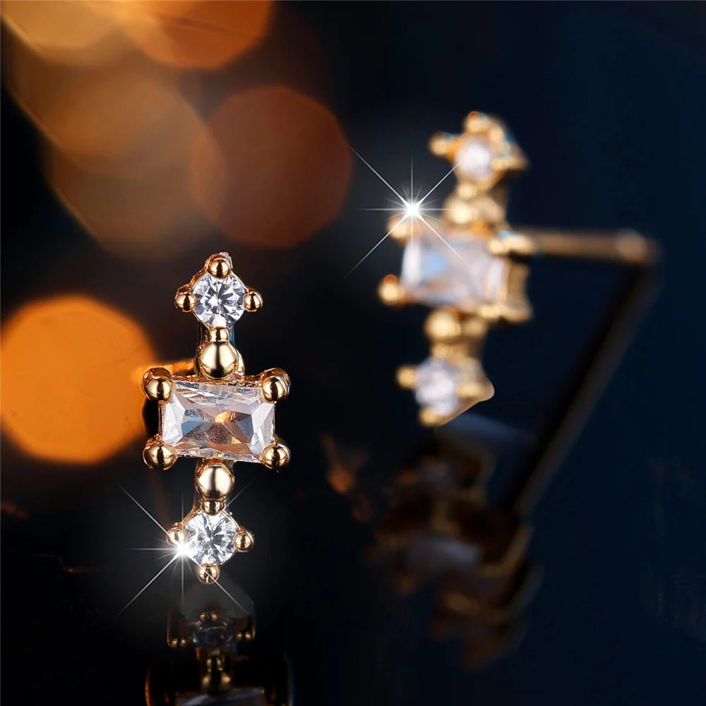 Crystal White Zircon Stud Earrings