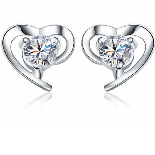 925 Sterling Silver Heart CZ Stud Earrings for Women