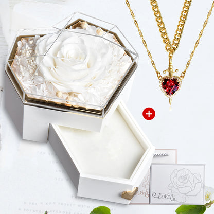 Heart & Sword Crystal Necklace Set – Stainless Steel Jewelry Gift Box