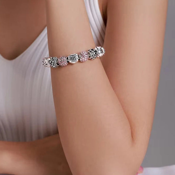 Silver Plated Love Flower Charm Bracelet