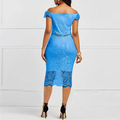 Elegant Lace Hollow-Out Bodycon Dress