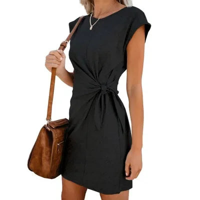 Asymmetrical Lace-Up Waist Summer Dress