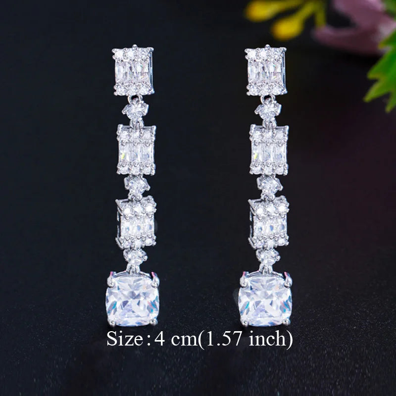 Water Drop CZ Silver Earrings
