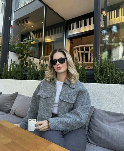 Winter Tweed Fleece Jacket for Women