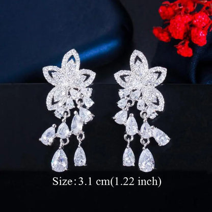 Water Drop CZ Silver Earrings