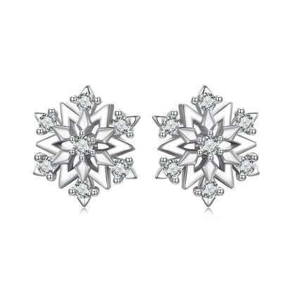 JEW012ER    Authentic 925 Sterling Silver Snowflake Stud Earrings - Klixstore
