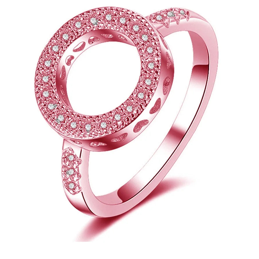  Hollow Round 925 Silver Rhinestone Ring for Women