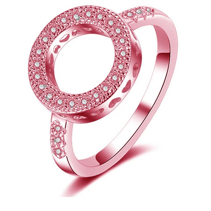  Hollow Round 925 Silver Rhinestone Ring for Women
