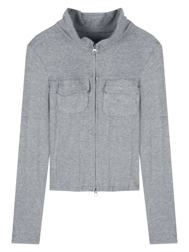 Knitted Long Sleeve Short Tops