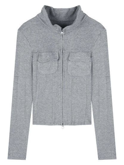 Knitted Long Sleeve Short Tops