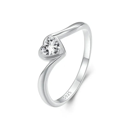 JEW025R   
 White Gold Plated Heart-shaped Moissanite Solitaire Engagement Ring for Women - Klixstore