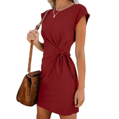 Asymmetrical Lace-Up Waist Summer Dress