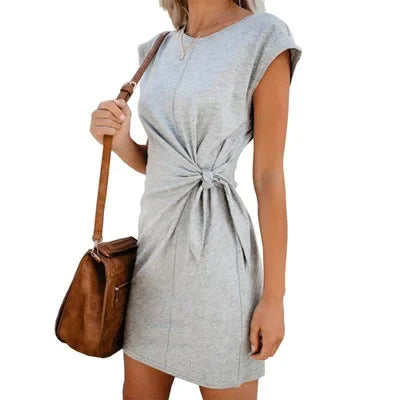 Asymmetrical Lace-Up Waist Summer Dress