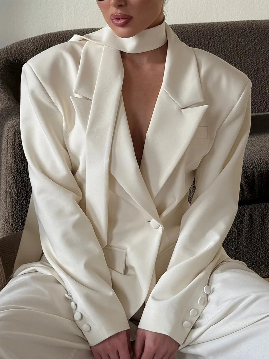 CLO056DJWomen's Fashion Single Button Solid Suit Jacket  Autumn Female Clothing Long Sleeve Bandage Blazer - Klixstore