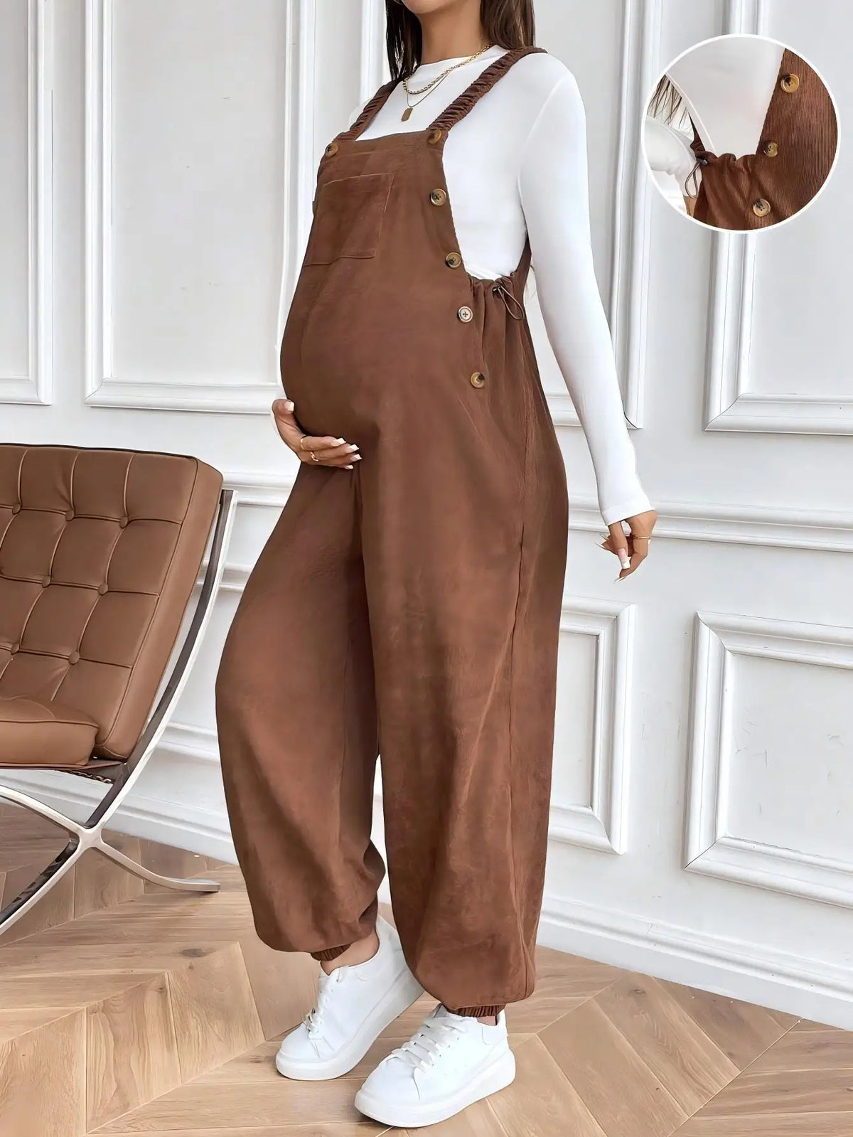 Adjustable Maternity Corduroy Overalls