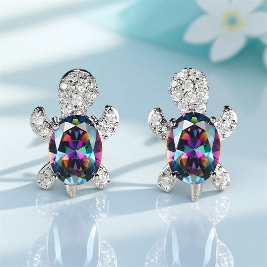 Sea Turtle Zircon Stud Earrings
