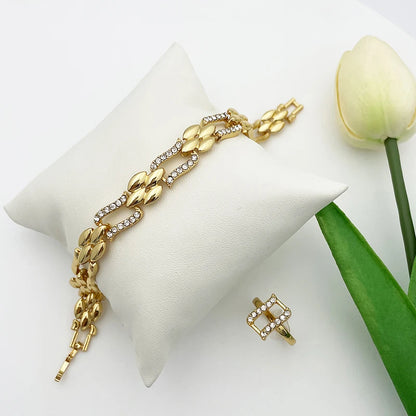 18K Gold Plated Monaco Cuban Chain Jewelry Set