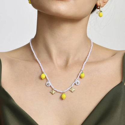Handmade Lemon Beaded Jewelry Necklace for Women