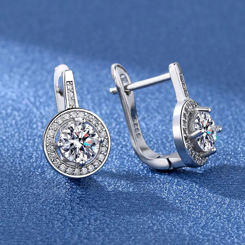 925 Sterling Silver Stud Earrings with Zircon | Fine Jewelry Gift