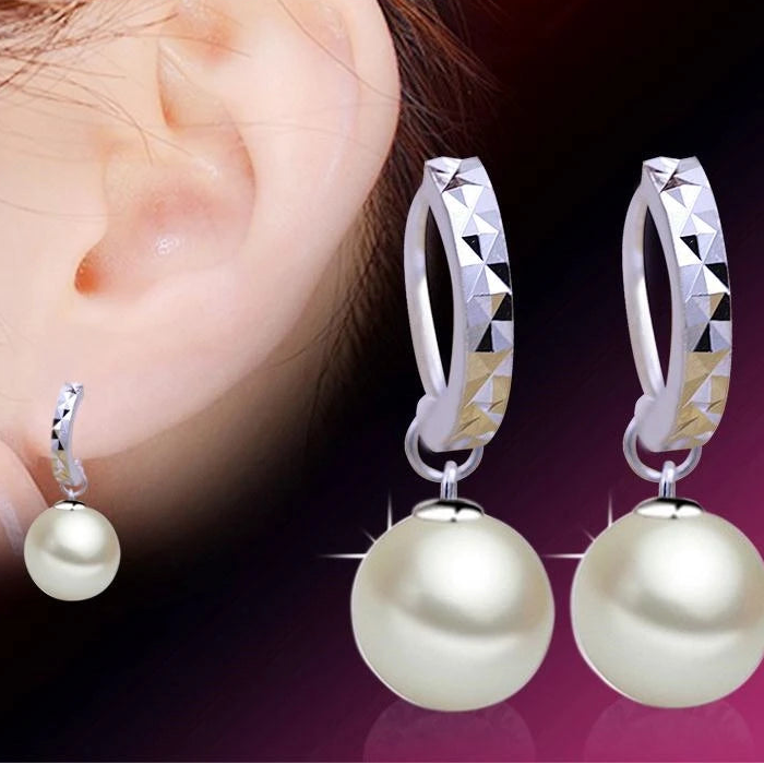 925 Sterling Silver Freshwater Pearl Hoop Earrings for Women