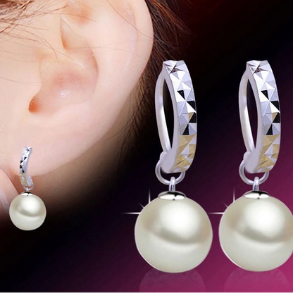 925 Sterling Silver Freshwater Pearl Hoop Earrings for Women