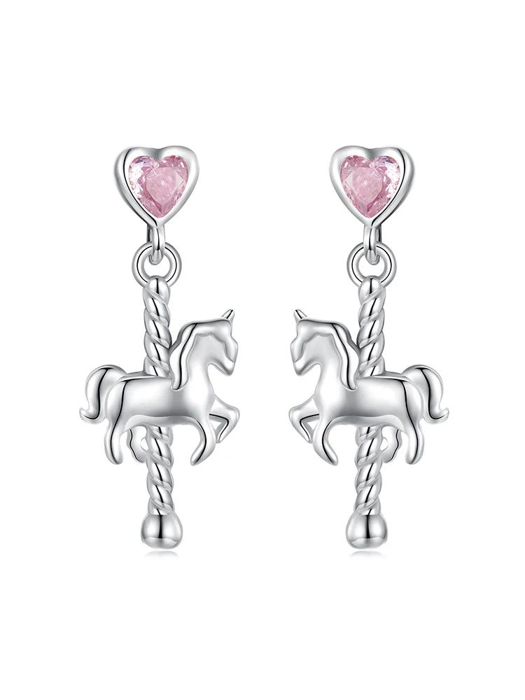 JEW004ER 925 Sterling Silver Cute Carousel Earrings for  Girls - Klixstore