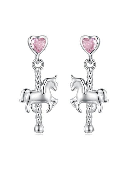 JEW004ER 925 Sterling Silver Cute Carousel Earrings for  Girls - Klixstore
