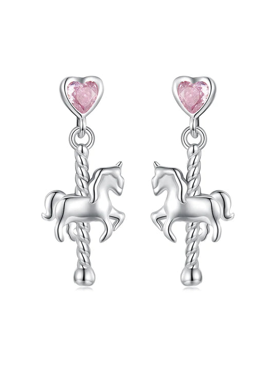 JEW004ER 925 Sterling Silver Cute Carousel Earrings for  Girls - Klixstore