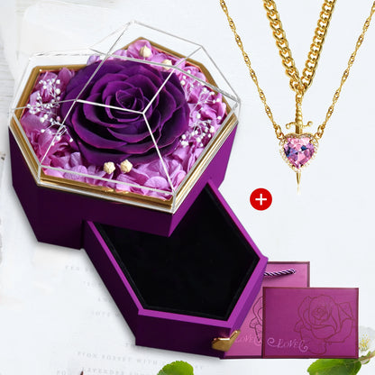 Heart & Sword Crystal Necklace Set – Stainless Steel Jewelry Gift Box