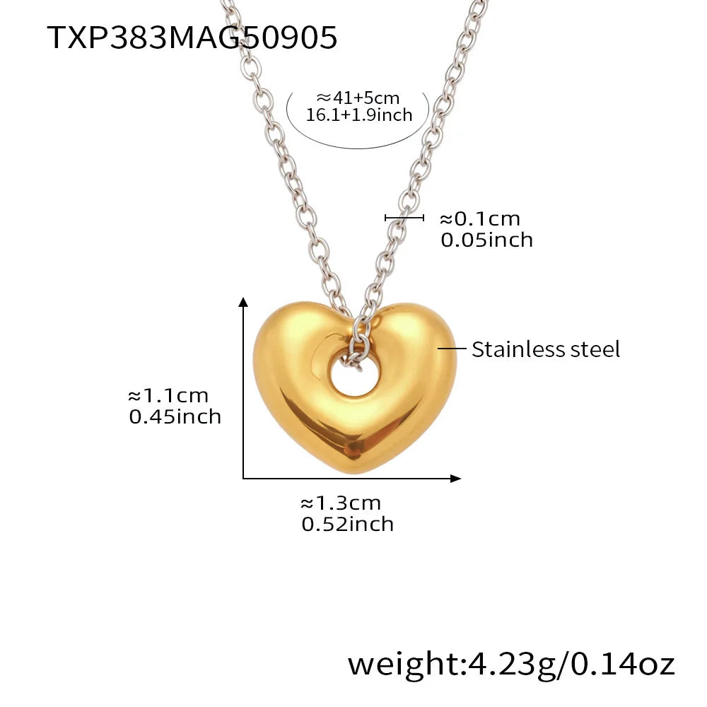 18k Gold Heart Pendant Jewelry Set for Women
