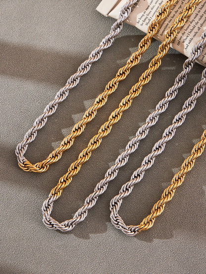 18k Gold Two-Tone Rope Chain Necklace