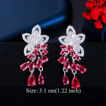 Water Drop CZ Silver Earrings