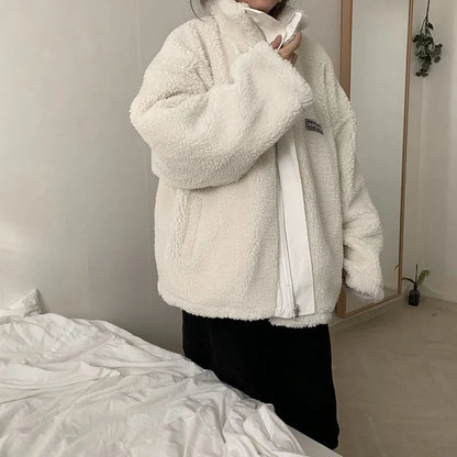 Reversible Winter Lamb Velvet Short Jacket for Women