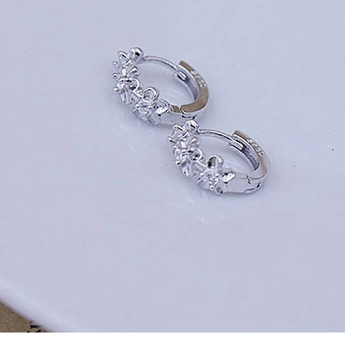 925 Silver Woven Flower Hoop Earrings