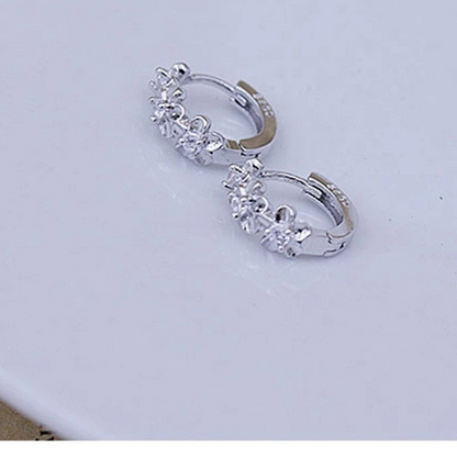 925 Silver Woven Flower Hoop Earrings