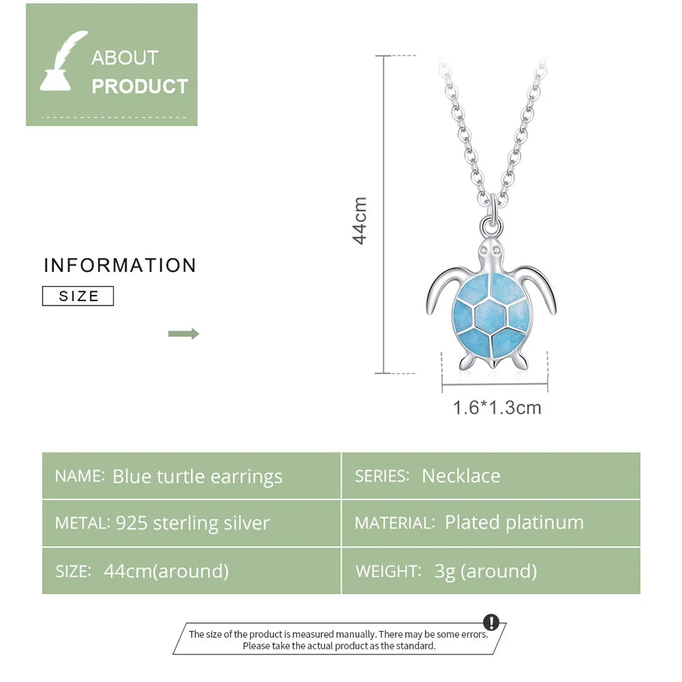 Cute Sky Blue Turtle  Necklace
