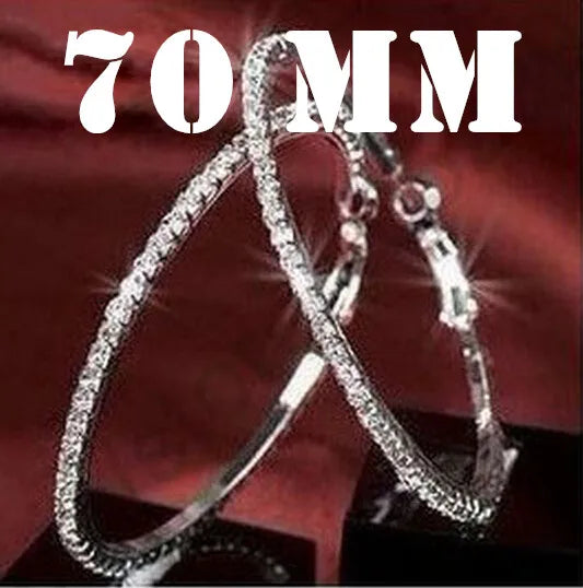 925 Sterling Silver Austrian Crystal Hoop Earrings for Women