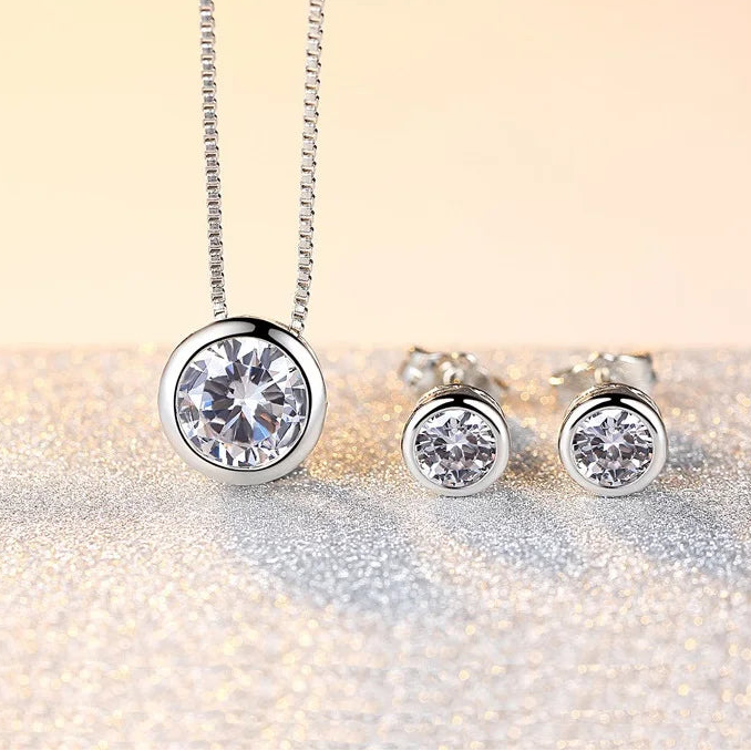 Elegant Pendant & Stud Earrings in 9 Vibrant Colors