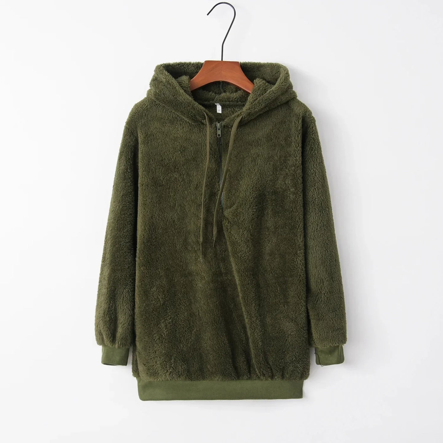 Plush Hooded Loose Sweatshirt Jacket for Women