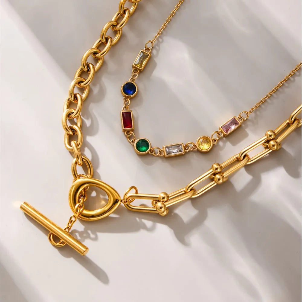 18K Gold Plated Chunky Chain Necklace for Women